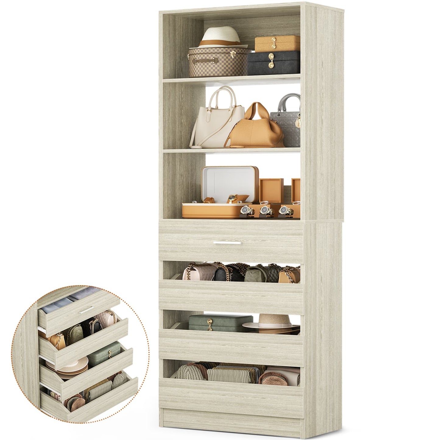 Besiost 80"H Pantry Cabinet with Drawers