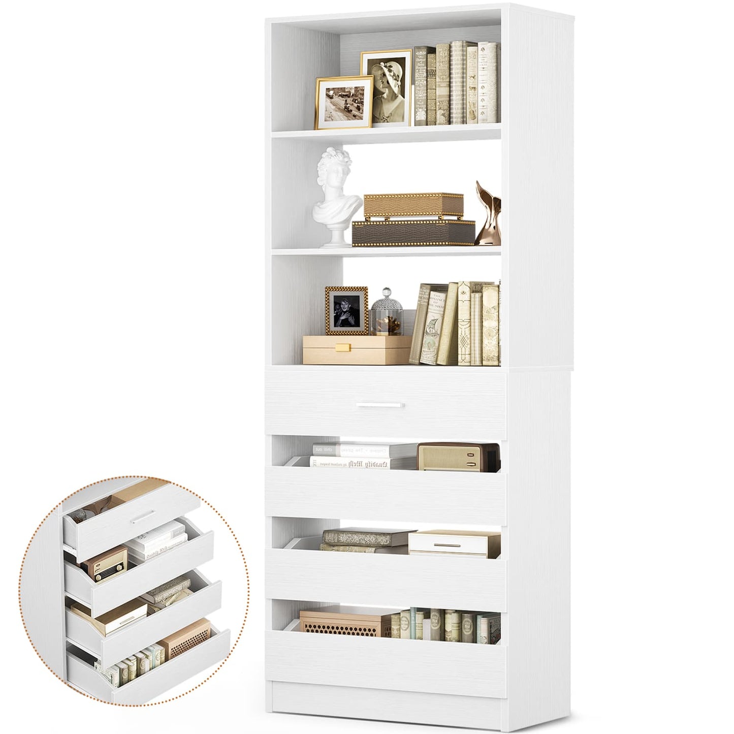 Besiost 80"H Pantry Cabinet with Drawers