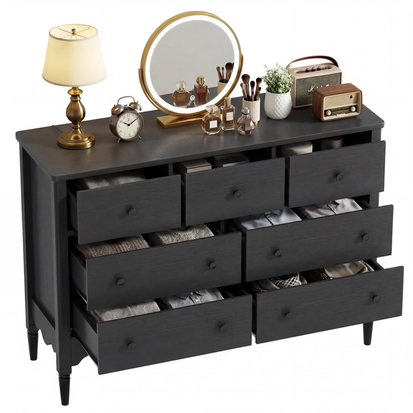 47" Closet Storage Cabinet with 7 Drawers, Wooden Dresser with Support Leg