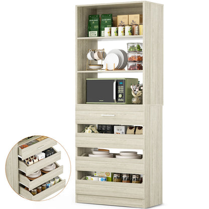 Besiost 80"H Pantry Cabinet with Drawers