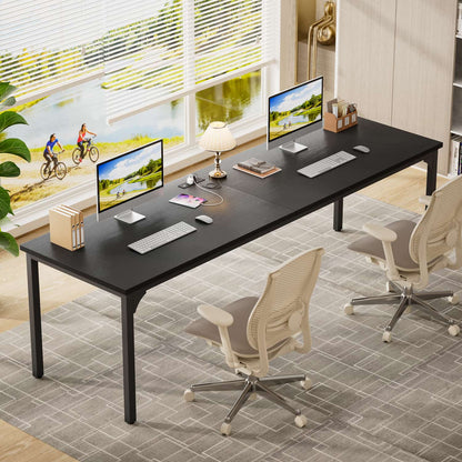 78.8'' W Rectangle Computer Desk, Wood Top Study Workstation