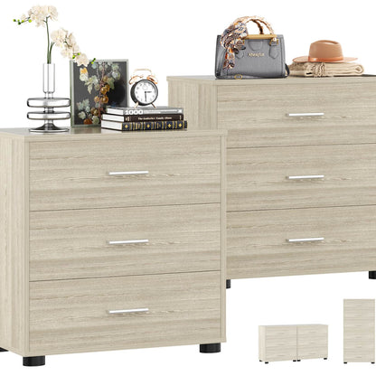 Set of 2 Wooden 6-Drawers Dressers with Storage, Closet Storage Cabinet and Nightstand