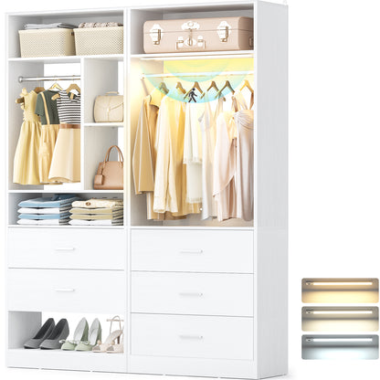 4FT Closet Systems with 3CCT Sensor Light & 5 Wood Drawers