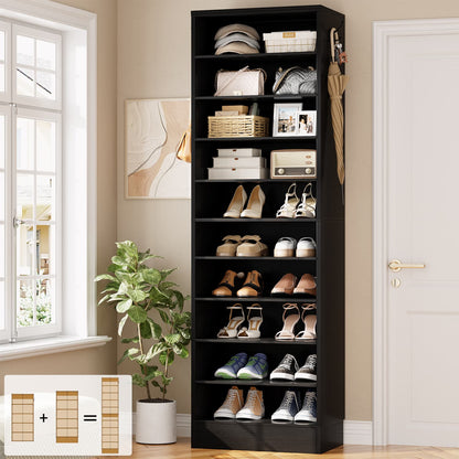Shoe Storage Cabinet, 10-Tier Shoe Rack With Drawers