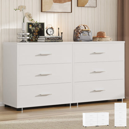 Set of 2 Wooden Storage Dressers with 3 Drawers, Closet Storage Cabinet and Nightstand