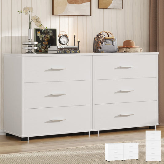 Set of 2 Wooden Storage Dressers with 3 Drawers, Closet Storage Cabinet and Nightstand