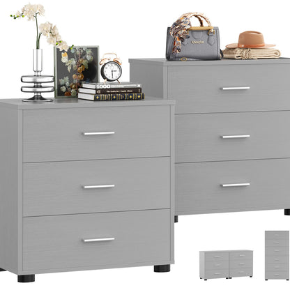 Set of 2 Wooden 6-Drawers Dressers with Storage, Closet Storage Cabinet and Nightstand