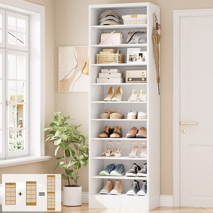 Shoe Storage Cabinet, 10-Tier Shoe Rack With Drawers