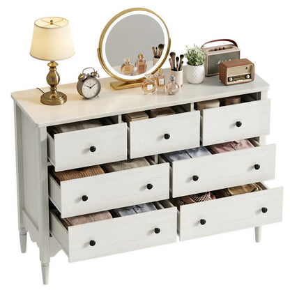 47" Closet Storage Cabinet with 7 Drawers, Wooden Dresser with Support Leg