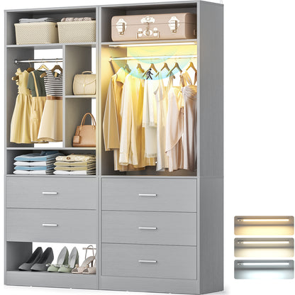 4FT Closet Systems with 3CCT Sensor Light & 5 Wood Drawers