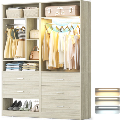 4FT Closet Systems with 3CCT Sensor Light & 5 Wood Drawers