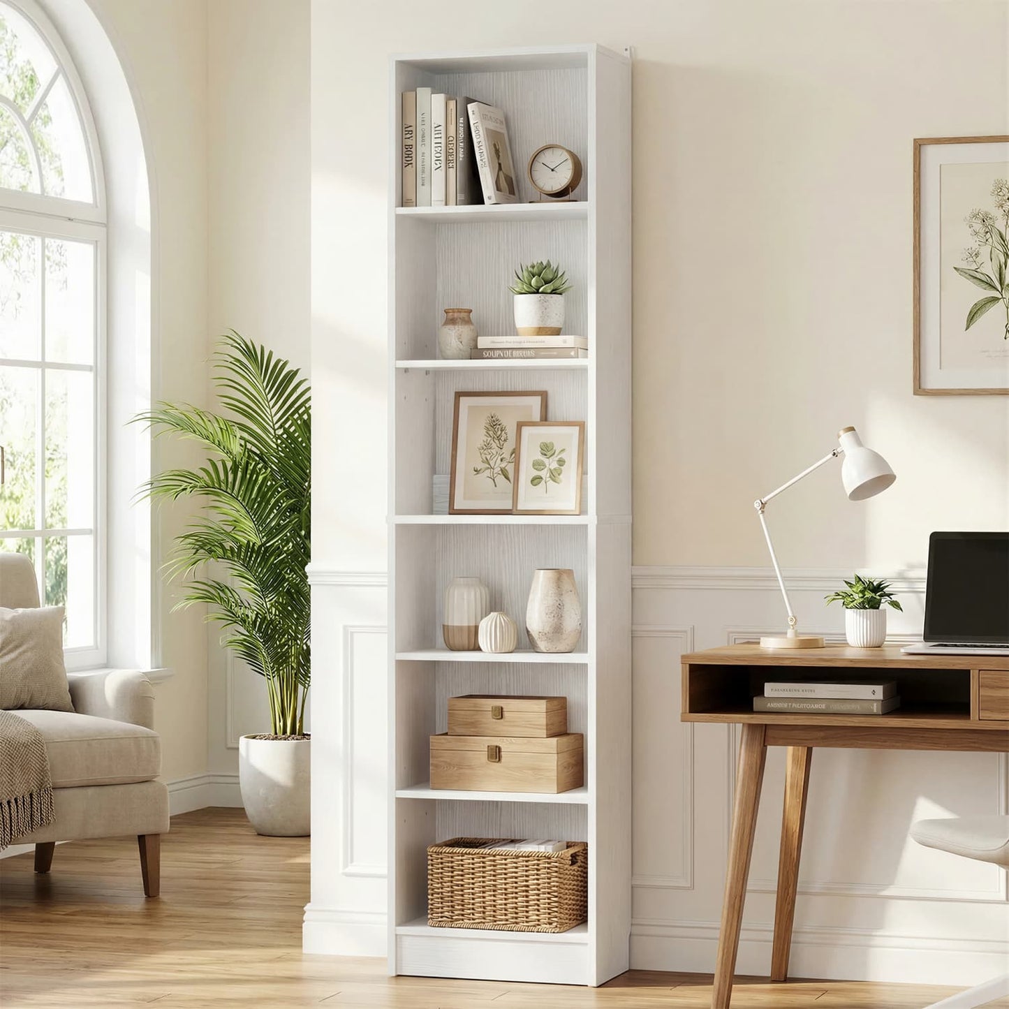 Besiost Bookcase with 2 Adjustable Shelves
