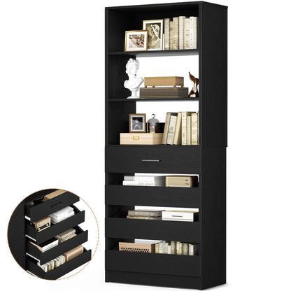Closet System with 4 Wood Drawers and Adjustable Shelves