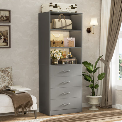 Closet Organizer System with Wood Drawers and Shelves