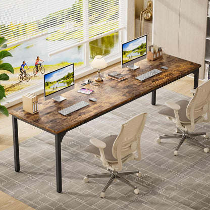 78.8'' W Rectangle Computer Desk, Wood Top Study Workstation