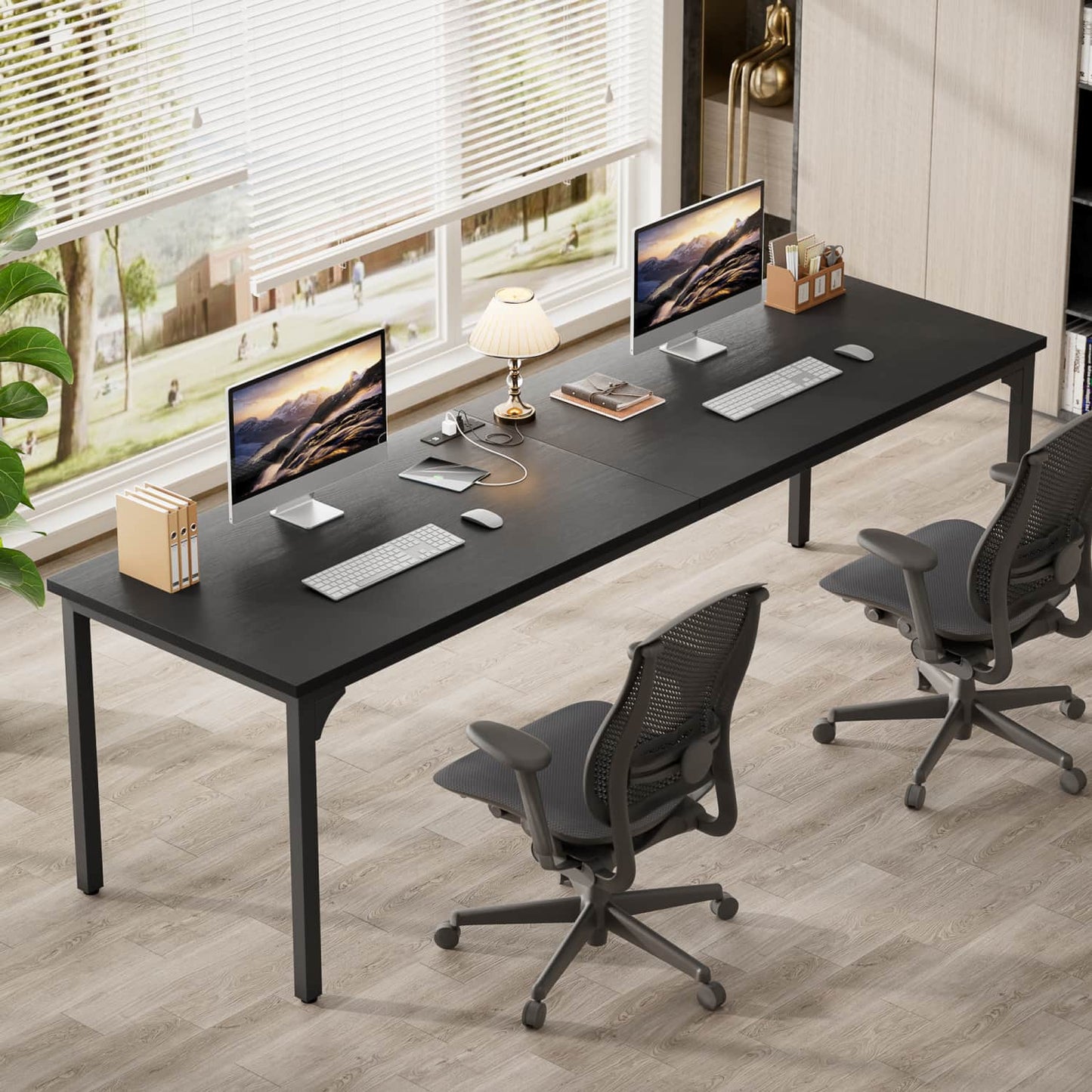 78.8'' W Rectangle Computer Desk, Wood Top Study Workstation