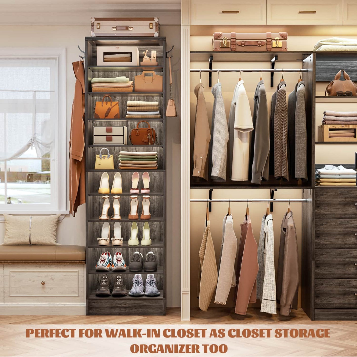 Shoe Storage Cabinet, 10-Tier Shoe Rack With Drawers