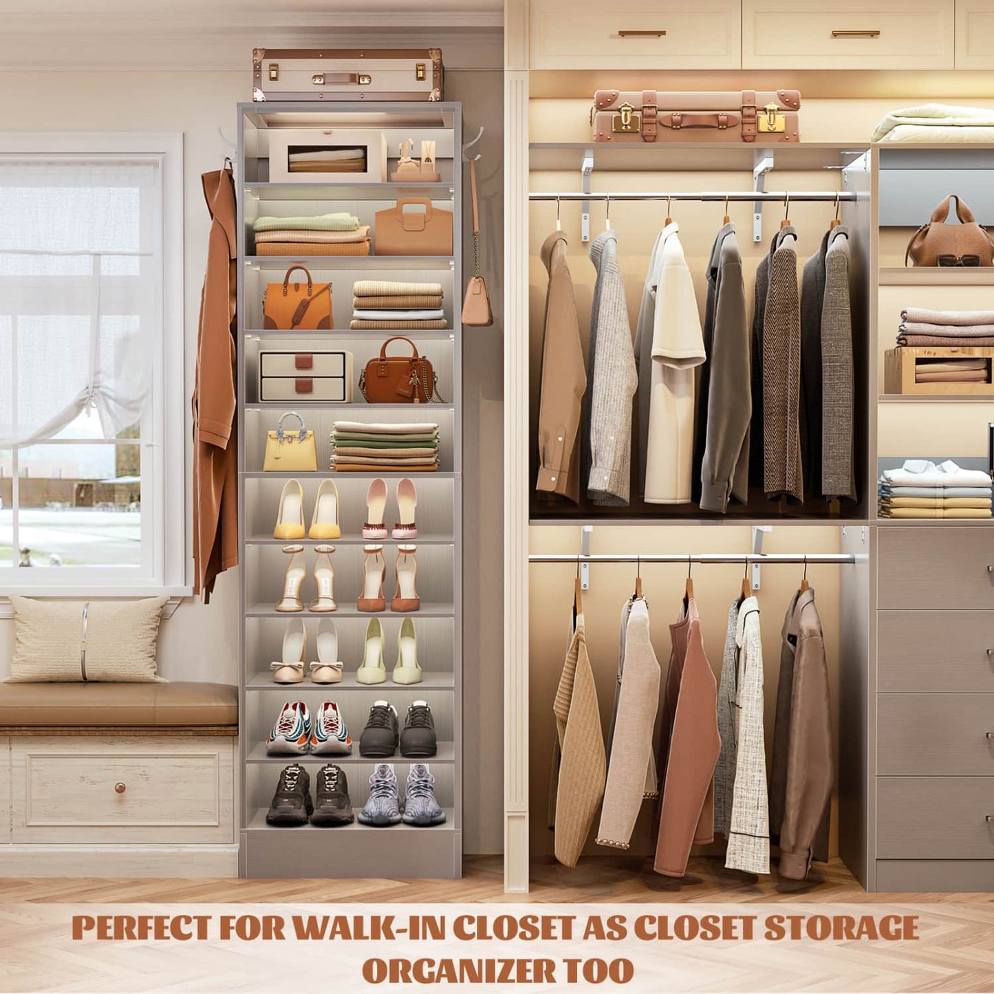 Shoe Storage Cabinet, 10-Tier Shoe Rack With Drawers