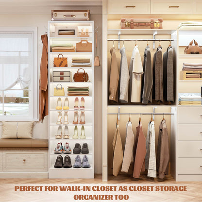 Shoe Storage Cabinet, 10-Tier Shoe Rack With Drawers