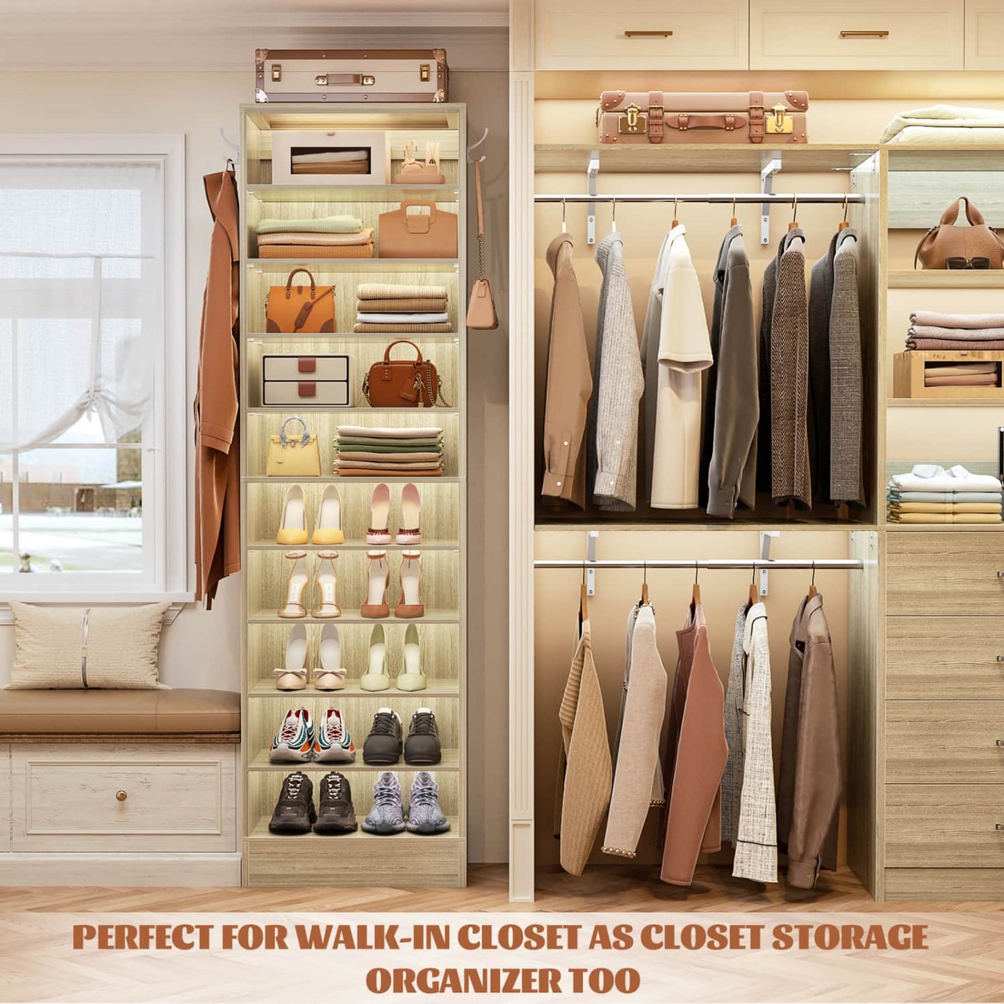 Shoe Storage Cabinet, 10-Tier Shoe Rack With Drawers
