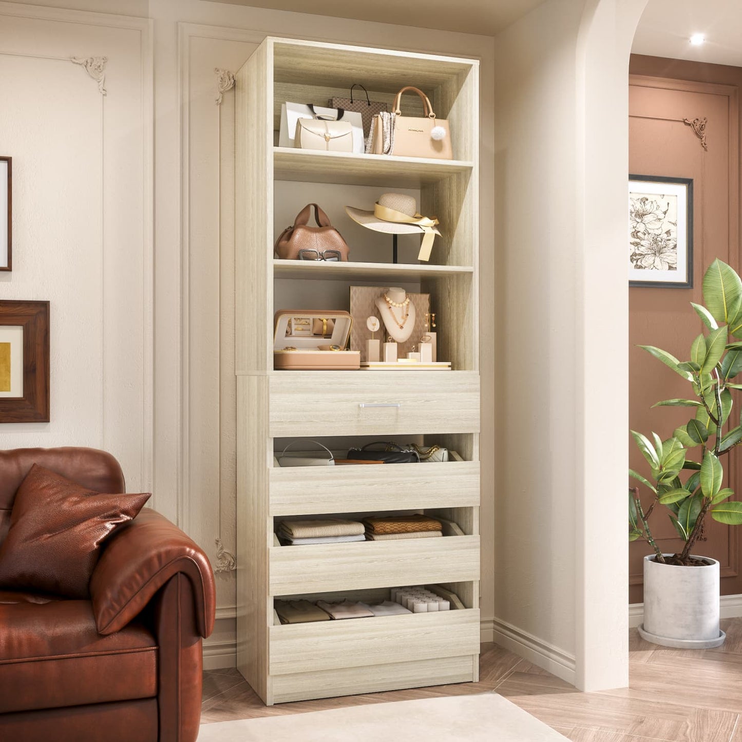 Besiost 80"H Pantry Cabinet with Drawers