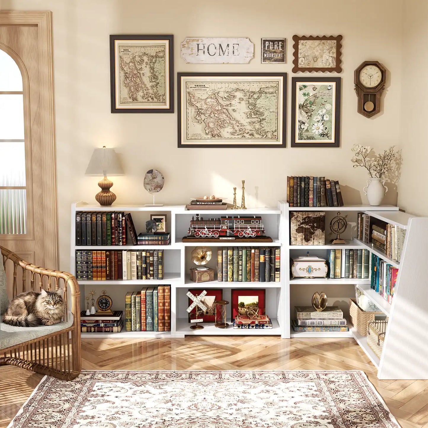 3Tier Expandable Ladder Shelf, Corner Bookshelf for Small Spaces