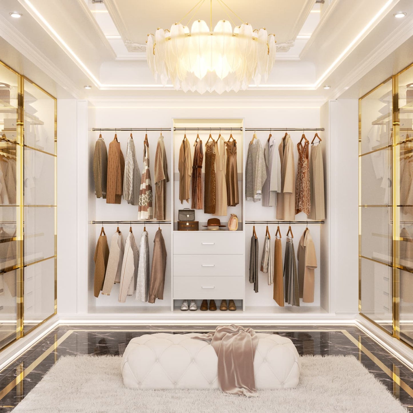Closet System with 4 Hanging Rods