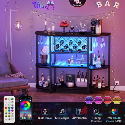 47.24" Storage Wine Cabinet with Lights and Outlets
