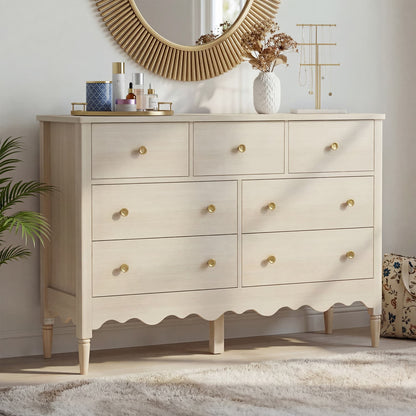 47" Closet Storage Cabinet with 7 Drawers, Wooden Dresser with Support Leg
