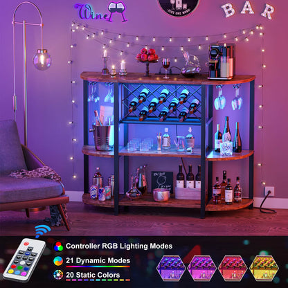47.24" Storage Wine Cabinet with Lights and Outlets