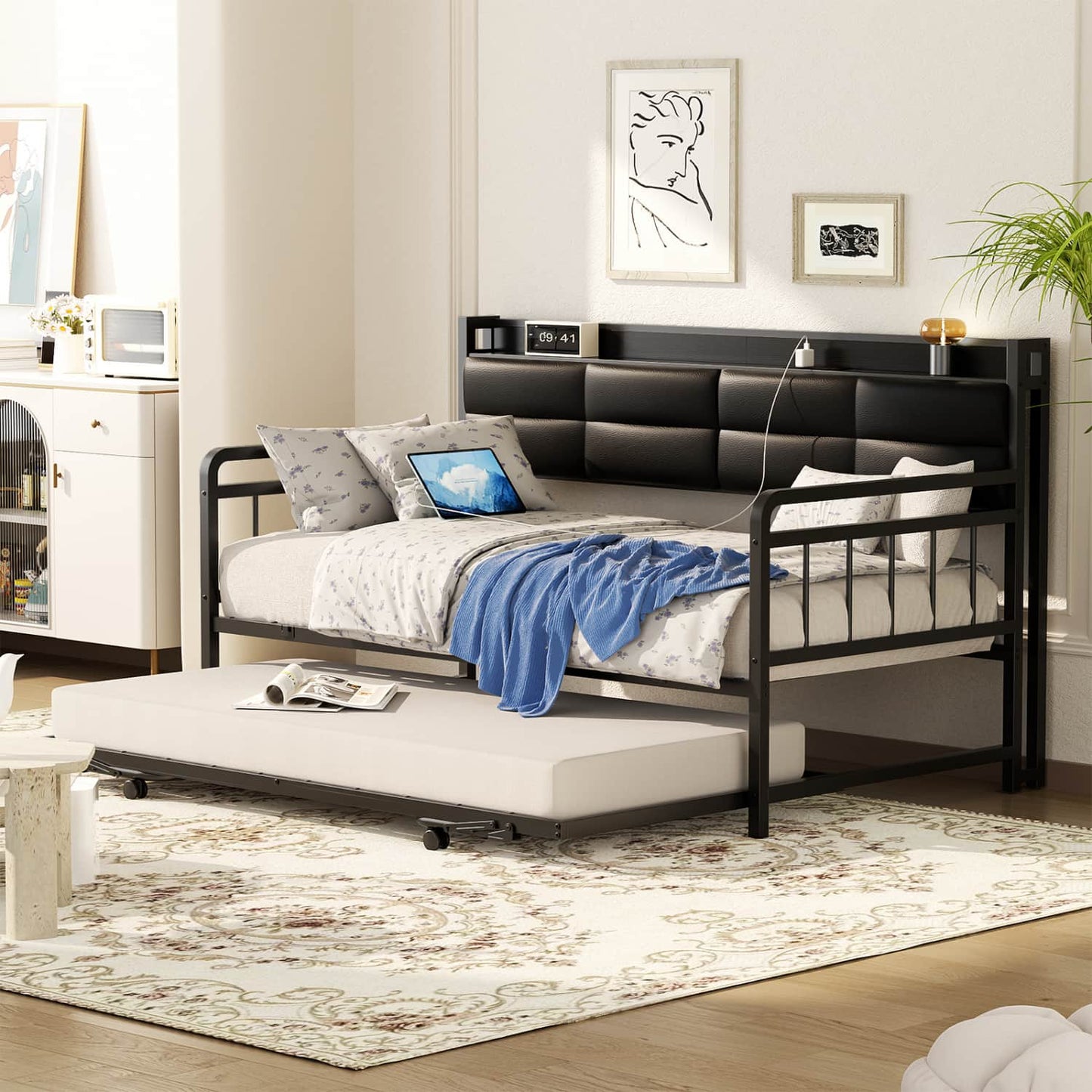 Daybed with Trundle and Charging Station