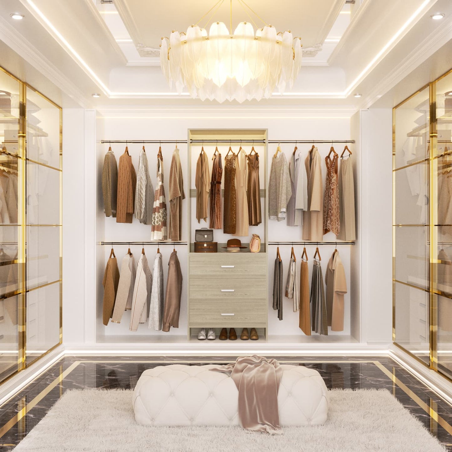 Closet System with 4 Hanging Rods