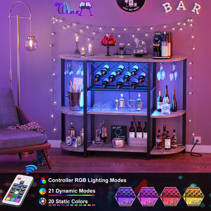 47.24" Storage Wine Cabinet with Lights and Outlets