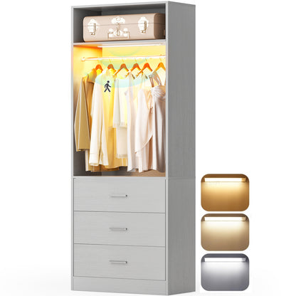 Besiost Closet System with 3 Drawers & 3CCT Sensor Light