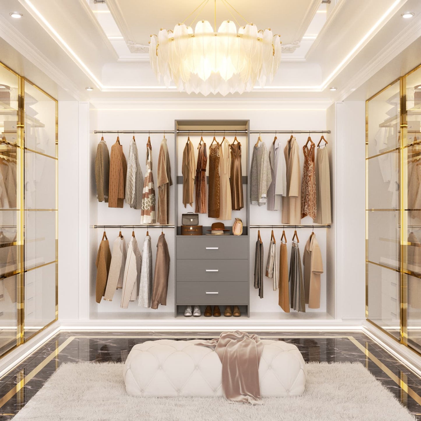Closet System with 4 Hanging Rods