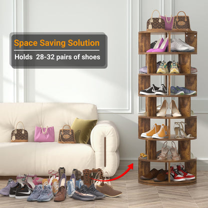 7-Tier Shoe Rack, 28-32 Pair Rotating Shoe Rack Tower