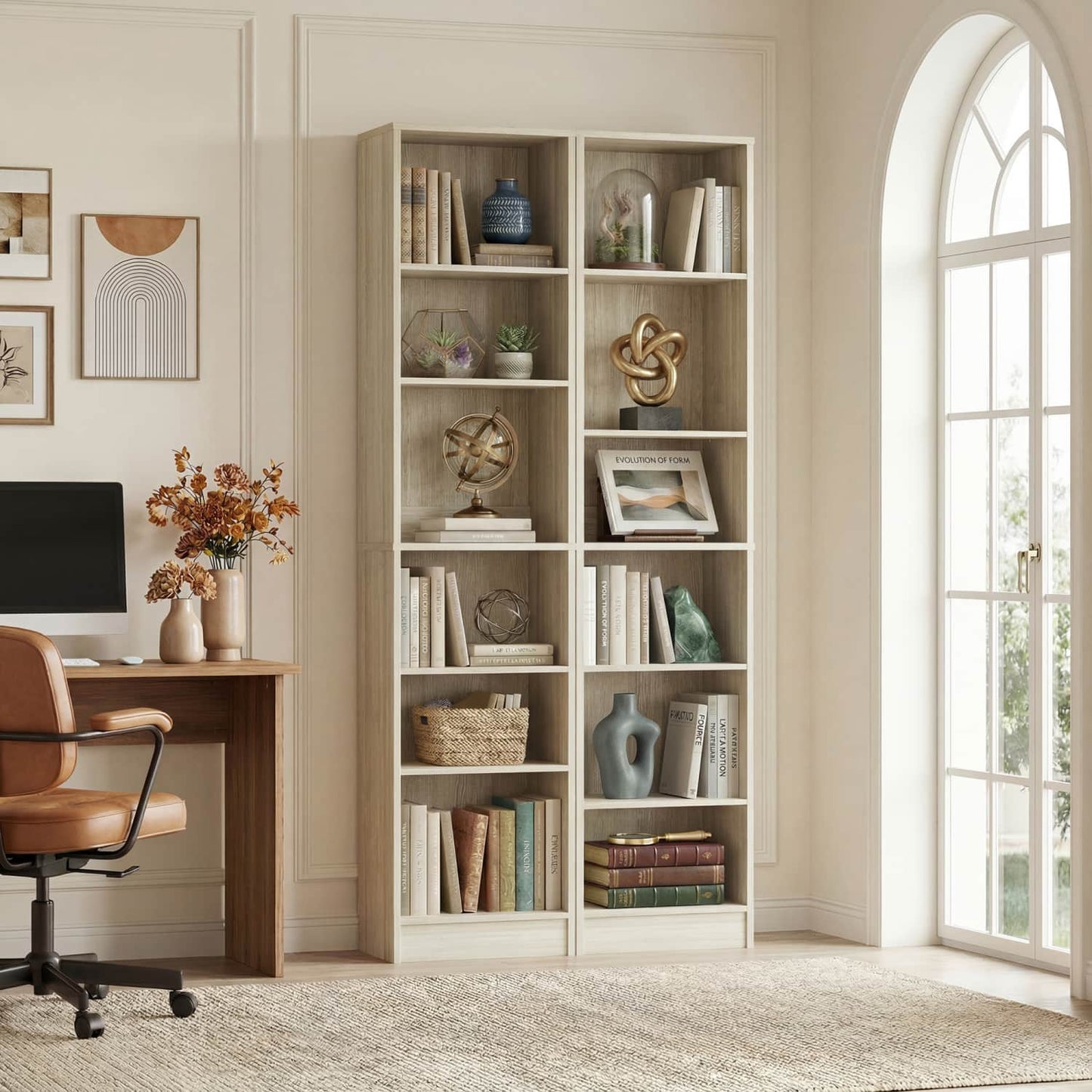 Besiost Bookcase with 2 Adjustable Shelves