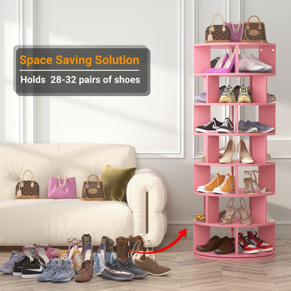 7-Tier Shoe Rack, 28-32 Pair Rotating Shoe Rack Tower