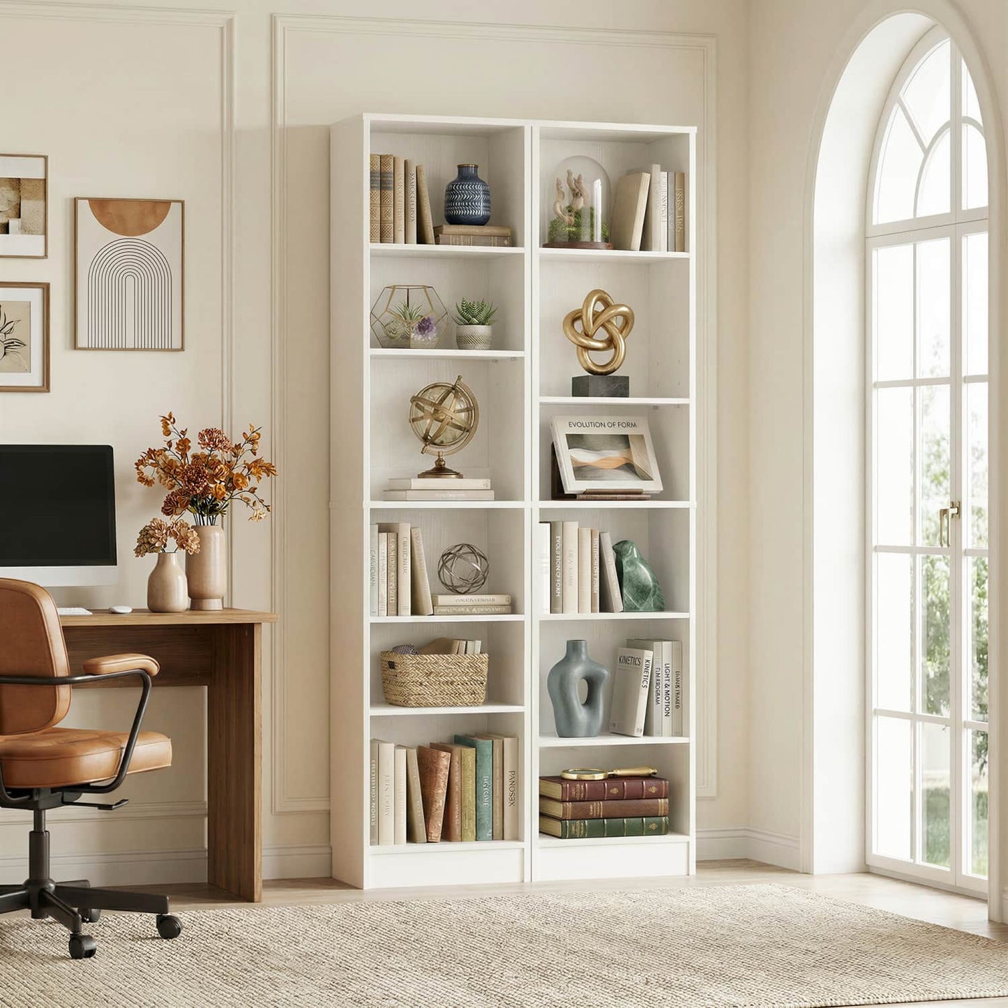 Besiost Bookcase with 2 Adjustable Shelves