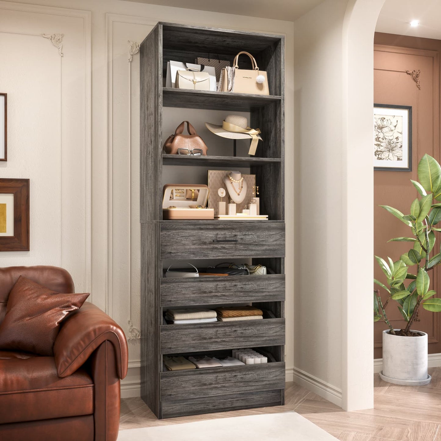 Besiost 80"H Pantry Cabinet with Drawers