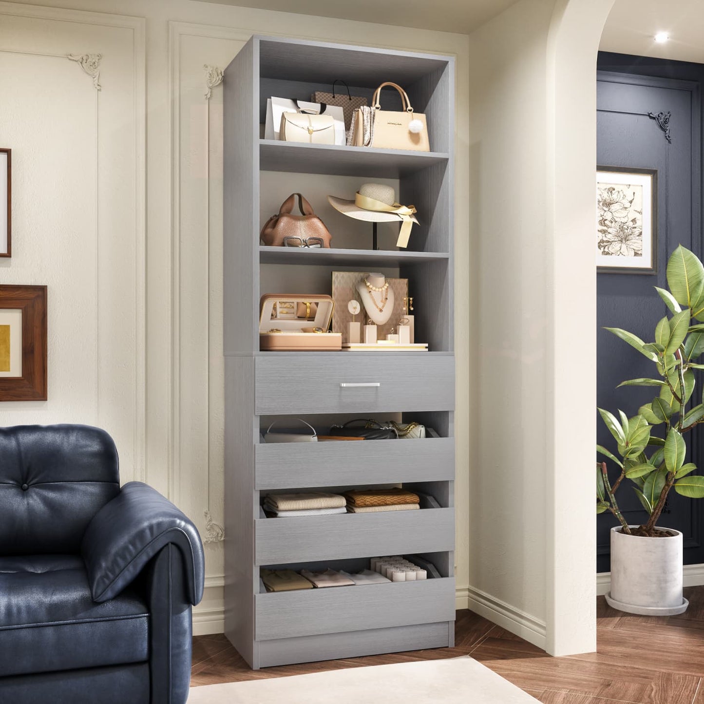 Besiost 80"H Pantry Cabinet with Drawers