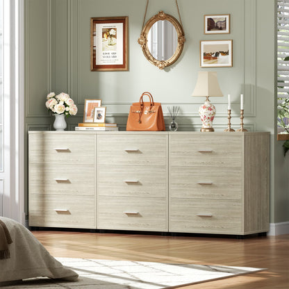 Set of 2 Wooden 6-Drawers Dressers with Storage, Closet Storage Cabinet and Nightstand