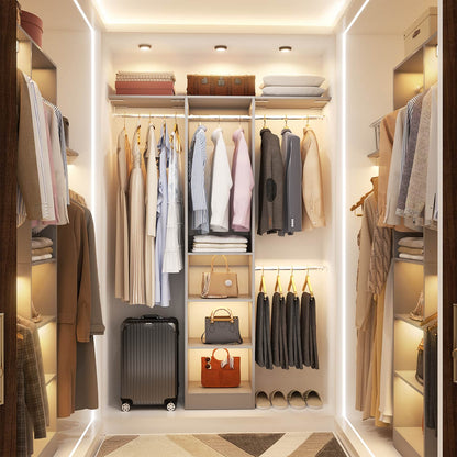 47'' W Closet System with Hanging Rods and Shelves, Closet Organizer for Bedroom