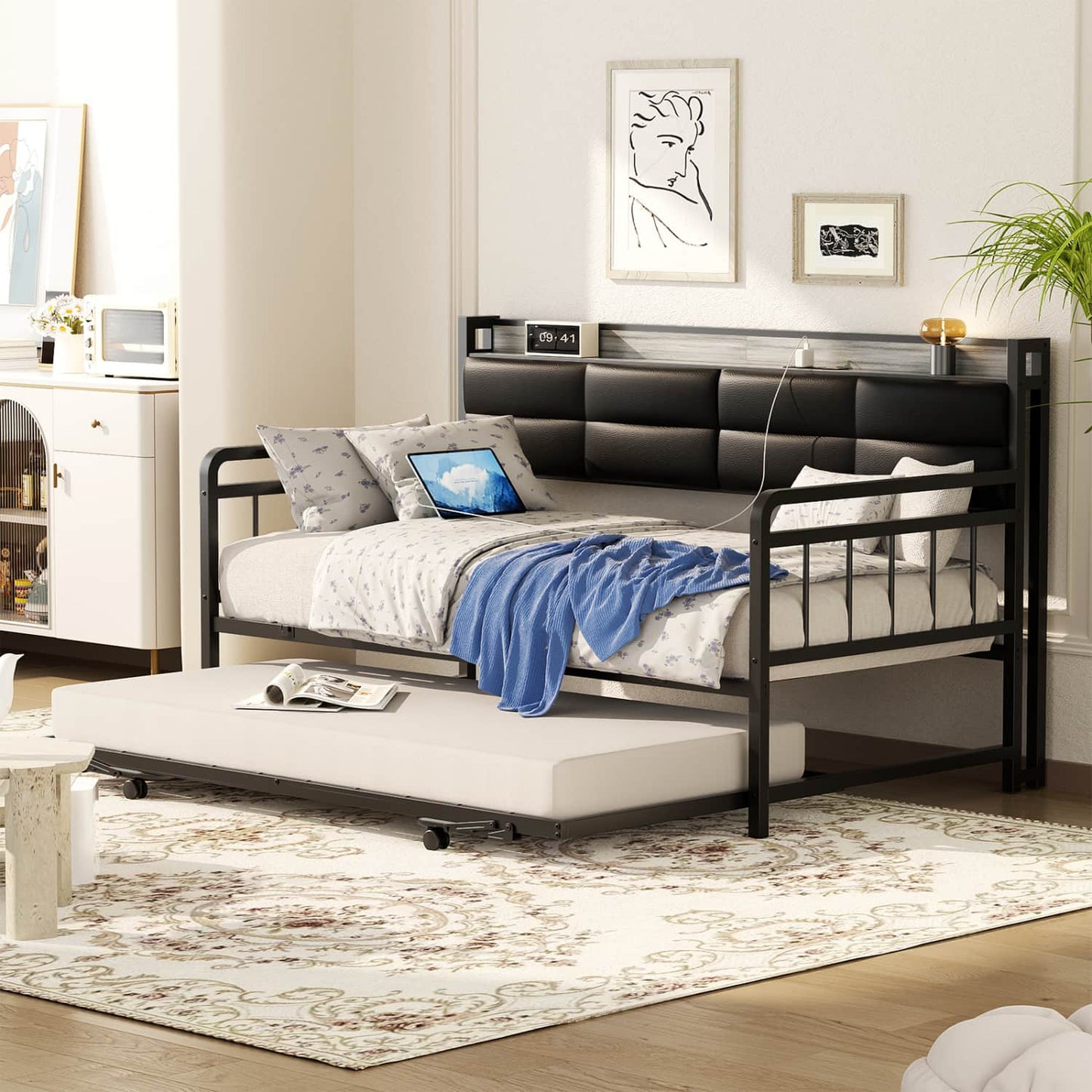 Daybed with Trundle and Charging Station