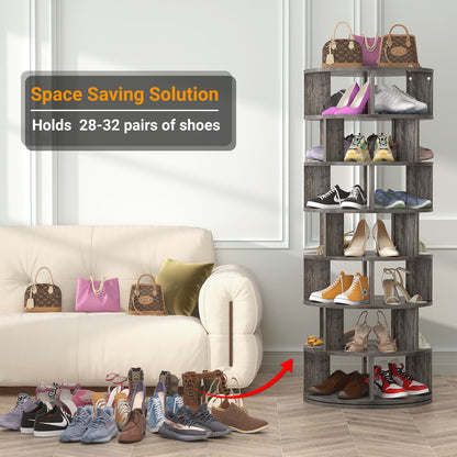 7-Tier Shoe Rack, 28-32 Pair Rotating Shoe Rack Tower