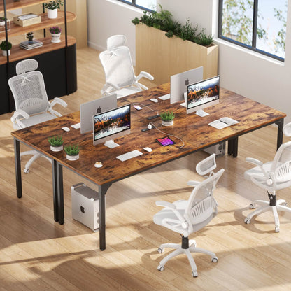 78.8'' W Rectangle Computer Desk, Wood Top Study Workstation