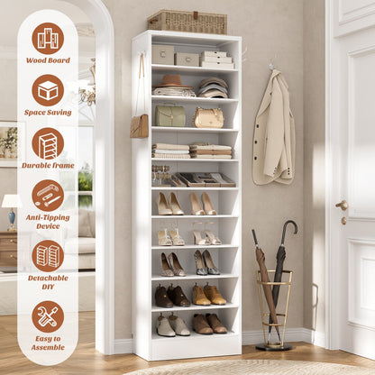 Shoe Storage Cabinet, 10-Tier Shoe Rack With Drawers