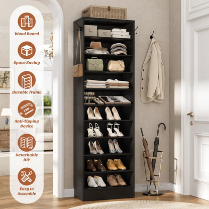 Shoe Storage Cabinet, 10-Tier Shoe Rack With Drawers