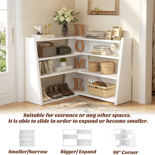 3Tier Expandable Ladder Shelf, Corner Bookshelf for Small Spaces