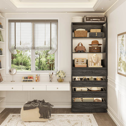 Closet System with 4 Wood Drawers and Adjustable Shelves